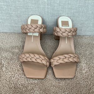 Dolce Vita Paily Braided Sandals Square Toe color is cafe
